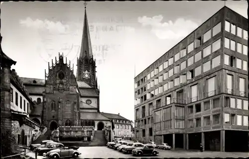 Ak Aschaffenburg Unterfranken Bayern, Stiftskirche und Rathaus