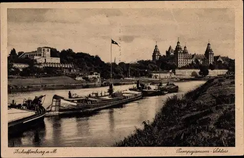 Ak Aschaffenburg in Unterfranken Bayern, Pompejanum und Schloss