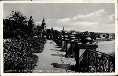 Ak Aschaffenburg in Unterfranken Bayern, Blick vom Pompejanum zum Schloss