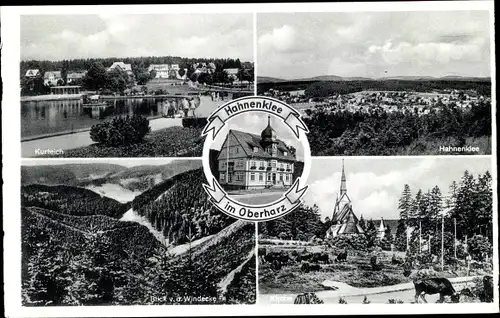 Ak Hahnenklee Bockswiese Goslar im Harz, Kurteich, Totale, Kirche, Landschaft