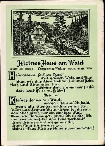 Lied Ak Kleines Haus am Wald, Karl Möller, Herbert Roth