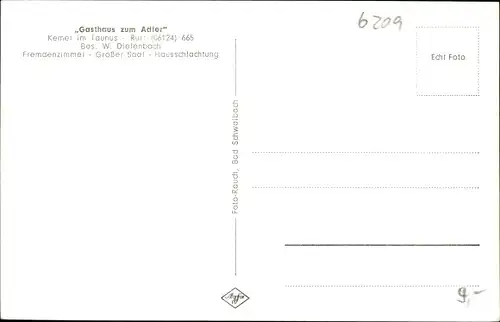 Ak Kemel Heidenrod im Taunus, Gesamtansicht, Gasthaus zum Adler