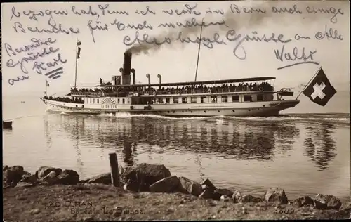 Ak Lac Leman, Bateau La Suisse, Salondampfer auf dem Genfer See