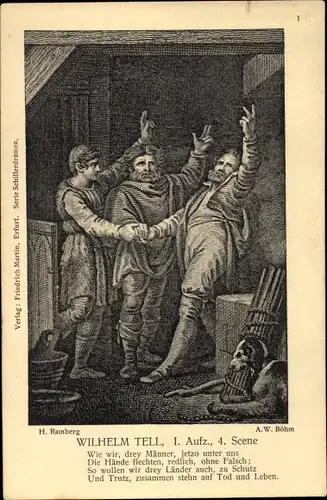 Künstler Ak Ramberg und Böhm, Wilhelm Tell, I. Aufzug, 4. Szene, Eid
