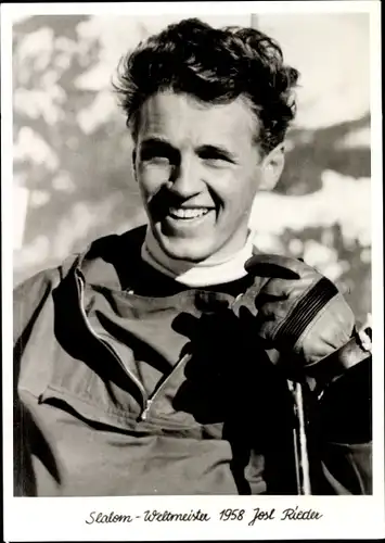 Ak Skifahrer Josl Rieder, Slalom Weltmeister 1958, Portrait