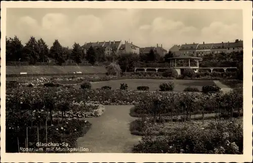 Ak Glauchau in Sachsen, Rosarium mit Musikpavillon