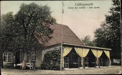 Ak Lüdingworth Cuxhaven in Niedersachsen, Gasthaus Unter den Linden