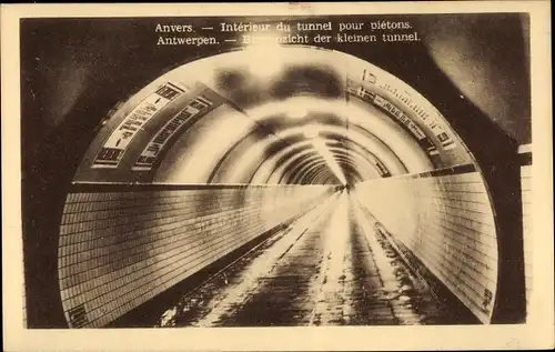 Ak Anvers Antwerpen Flandern, Interieur du tunnel pour pietons