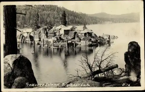 Foto Ak Big Bear Lake Kalifornien USA, Treasure Island, Wasserpartie, Insel