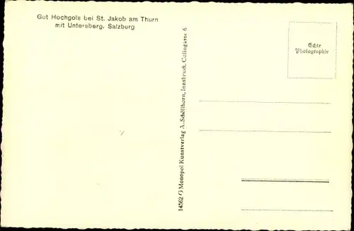 Ak Sankt Jakob am Thurn Puch bei Hallein in Salzburg, Gut Hochgols, Untersberg