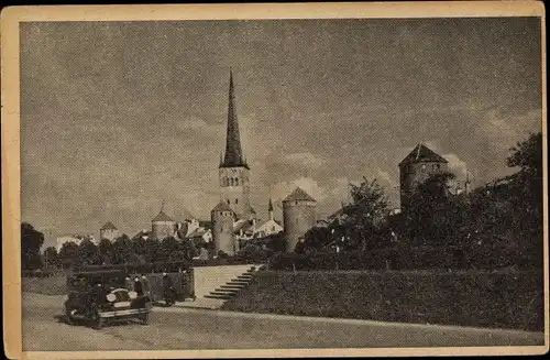 Ak Tallinn Reval Estland, Der Platz der Türme, Die Olaikirche
