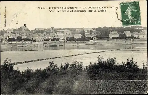 Ak La Pointe Maine et Loire, Vue generale et Barrage sur la Loire
