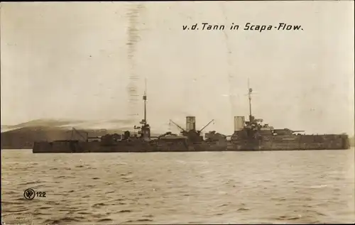 Ak Scapa Flow, Deutsches Kriegsschiff SMS von der Tann, Großer Kreuzer, Selbstversenkung