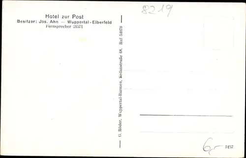 Ak Elberfeld Wuppertal, Hotel zur Post, Innenansicht, Gästezimmer