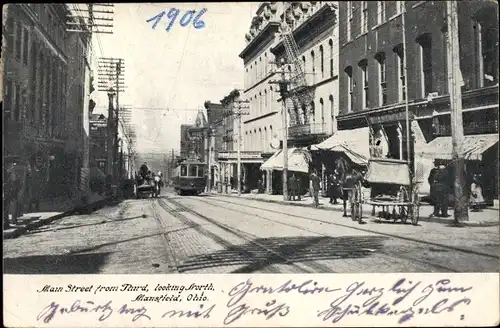 Ak Mansfield Ohio USA, Main Street from Third looking North