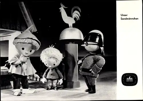Ak Unser Sandmännchen, Sandmann, DDR Kinderfernsehen, Junge, Feuerwehrmann, S 62/66