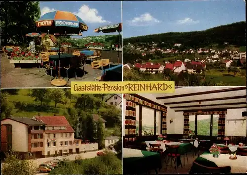 Ak Wilhelmsfeld bei Heidelberg, Gasthof Reinhard, Ortsblick