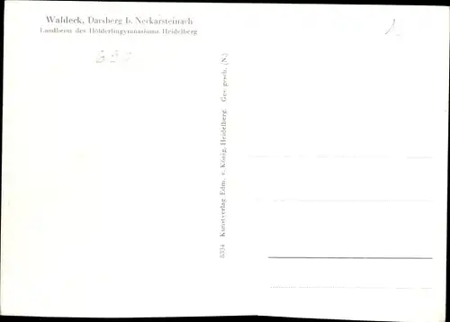 Ak Darsberg Neckarsteinach in Hessen, Waldeck, Aufenthaltsraum