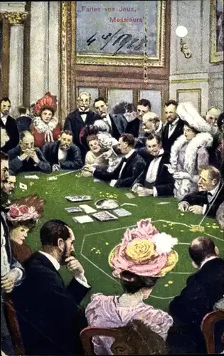 Ak Monte Carlo Monaco, Personen am Spieltisch im Kasino, Roulette