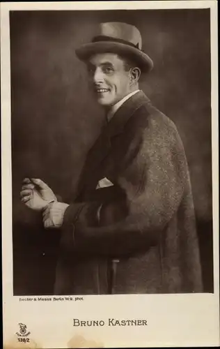 Ak Schauspieler Bruno Kastner, Portrait, Hut