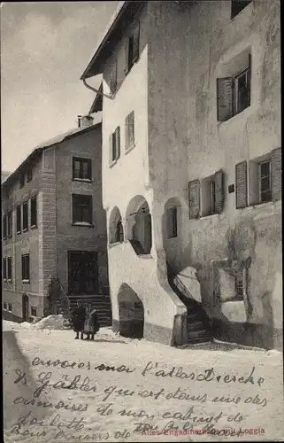 Ak Schweiz, Altes Engadiner Haus mit Loggia