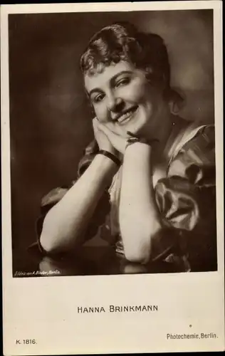 Ak Schauspielerin Hanna Brinkmann, Portrait
