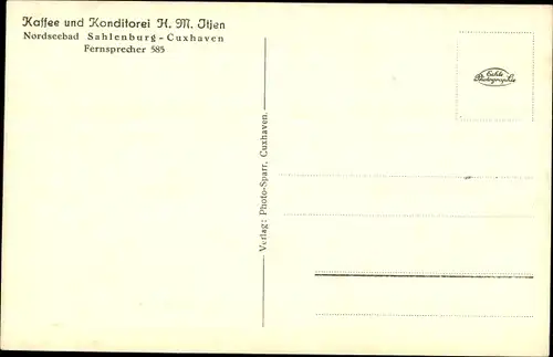 Ak Sahlenburg Cuxhaven in Niedersachsen, Kaffee und Konditorei, Außenansicht