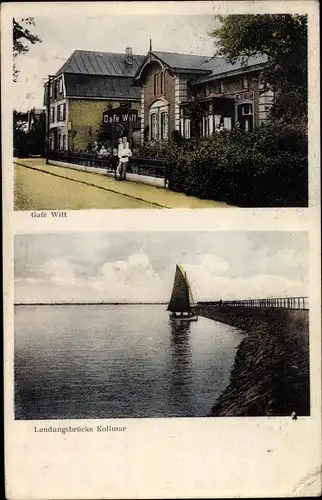 Ak Kollmar an der Niederelbe, Landungsbrücke, Café Witt