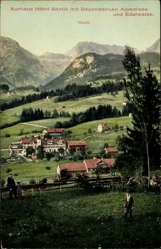 Ak Halbkanton Appenzell Außerrhoden, Berg Säntis, Kurhaus Säntis, Dependance Alpenrose und Edelweiss