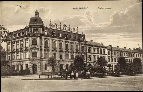 Ak Bitterfeld in Sachsen Anhalt, Steinstraße, Hotel Kaiserhof