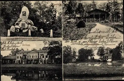 Ak Rastede in Oldenburg, Schloss, Wassermühle, Försterhaus, Denkmal Großherzog Peter