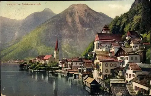 Ak Hallstatt in Oberösterreich, Teilansicht des Ortes