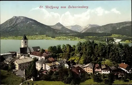 Ak St. Wolfgang im Salzkammergut Oberösterreich, Ort vom Kalvarienberg aus gesehen