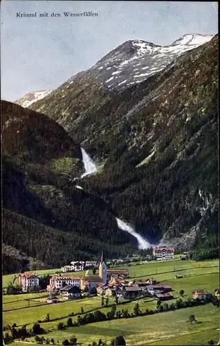 Ak Krimml in Salzburg, Gesamtansicht, Wasserfälle