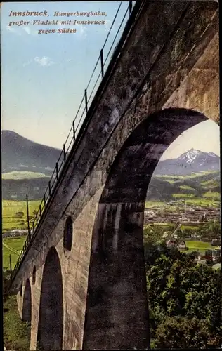 Ak Hungerburg Innsbruck Tirol, Hungerburgbahn, Großer Viadukt, Innsbruck gegen Süden