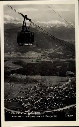 Ak Innsbruck Tirol, Nordkettenbahn zwischen Station Seegrube mit Bergstation