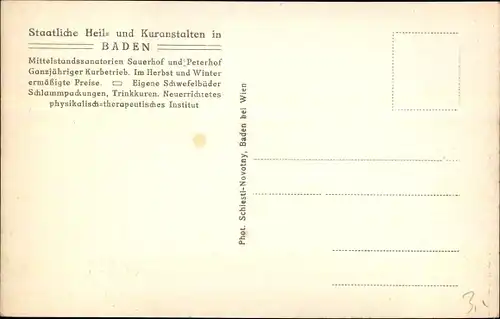 Ak Baden in Niederösterreich, Mittelstandssanatorium Sauerhof, Rundhof