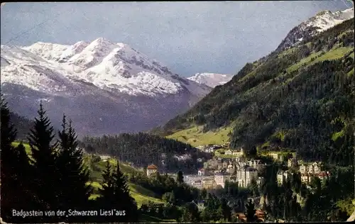 Ak Bad Gastein Badgastein Salzburg, Ort von der Schwarzen Liesl aus gesehen
