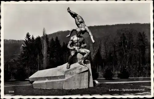 Ak Liestal Kanton Basel Land Schweiz, Spittelerdenkmal