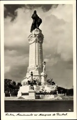 Ak Lisboa Lissabon Portugal, Monumento au Marquez de Pombal