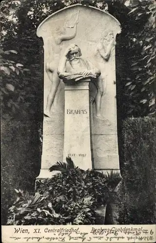 Ak Wien 11. Simmering, Zentralfriedhof, Brahms Grabdenkmal