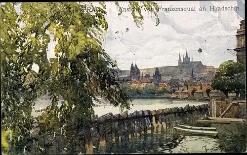 Künstler Ak Setelik, J., Praha Prag Tschechien, Ansicht von Franzensquai an Hradschin