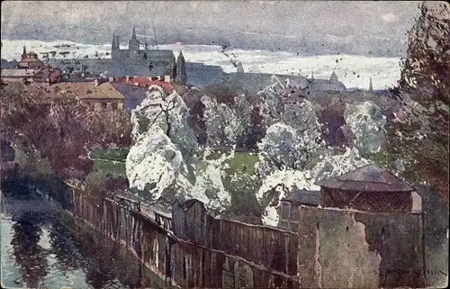 Künstler Ak Setelik, J., Praha Prag Tschechien, Frühlingsmotiv, Blühende Bäume