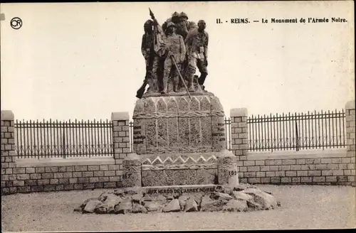 Ak Reims Marne, Le Monument de l'Armee Noire