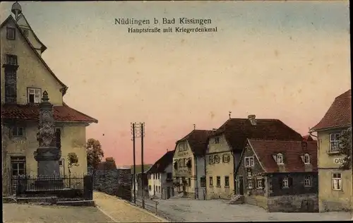 Ak Nüdlingen Unterfranken, Hauptstraße, Kriegerdenkmal