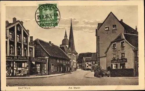 Ak Datteln im Ruhrgebiet, Am Markt, Kaufhaus M. Hecht, Hotel zur Post