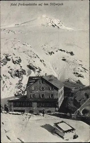Ak Passo dello Stelvio Stilserjoch Stilfser Joch Südtirol, Hotel Ferdinandshöhe, Winteransicht
