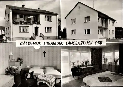 Ak Langenbruck Reichertshofen in Oberbayern, Gästehaus Schneider, Innen und Außen