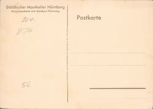 Ak Nürnberg in Mittelfranken, Städt. Mautkeller, Hauptausschank Brauhaus