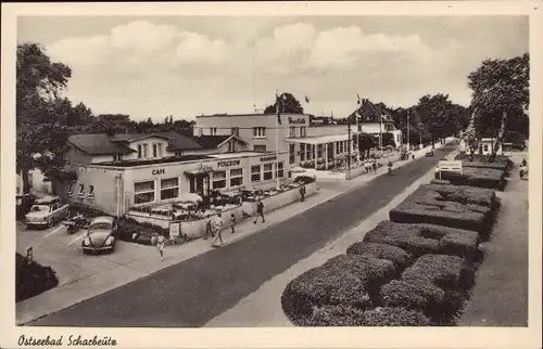 Ak Scharbeutz in Ostholstein, Cafe Pölckow, Straßenpartie